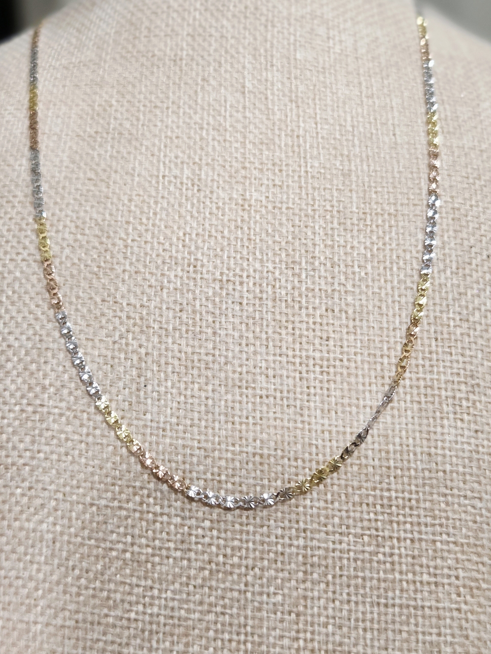Tri-Tone Sparkle Station Necklace - 925 Sterling Silver